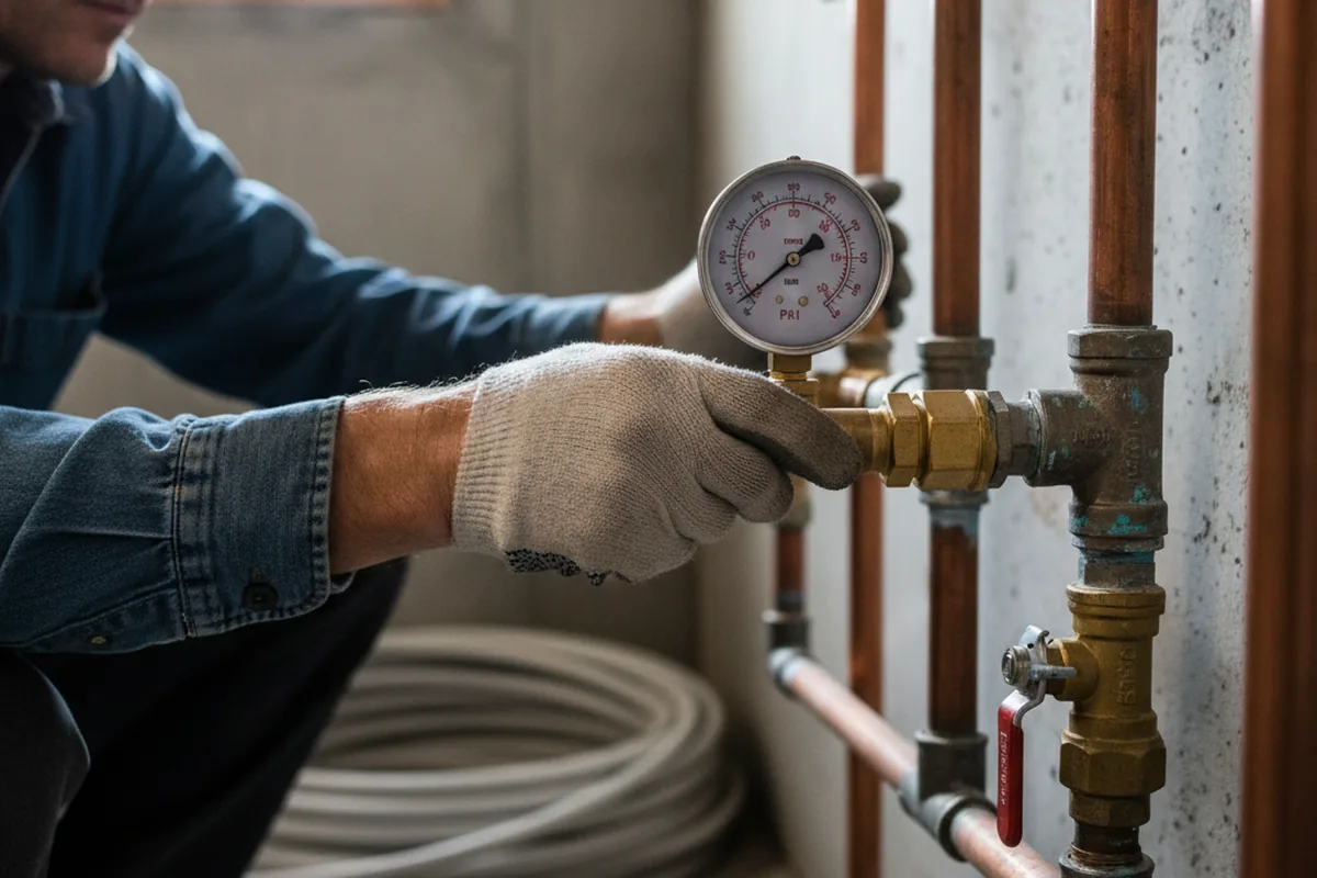 Pressure testing a repaired line during Water Line Repair in Palatka